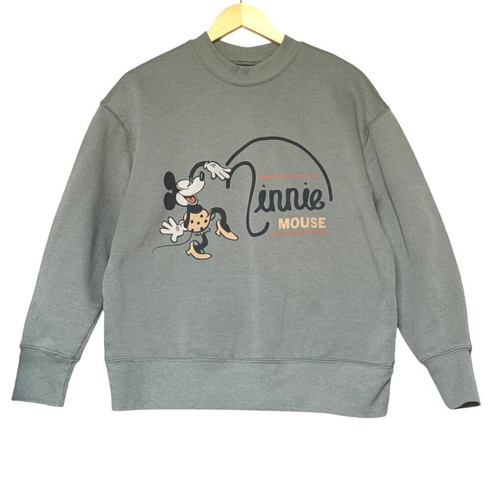 Disney Minnie Mouse Womens XL Green Long Sleeve Crew Neck Sweatshirt Fleece